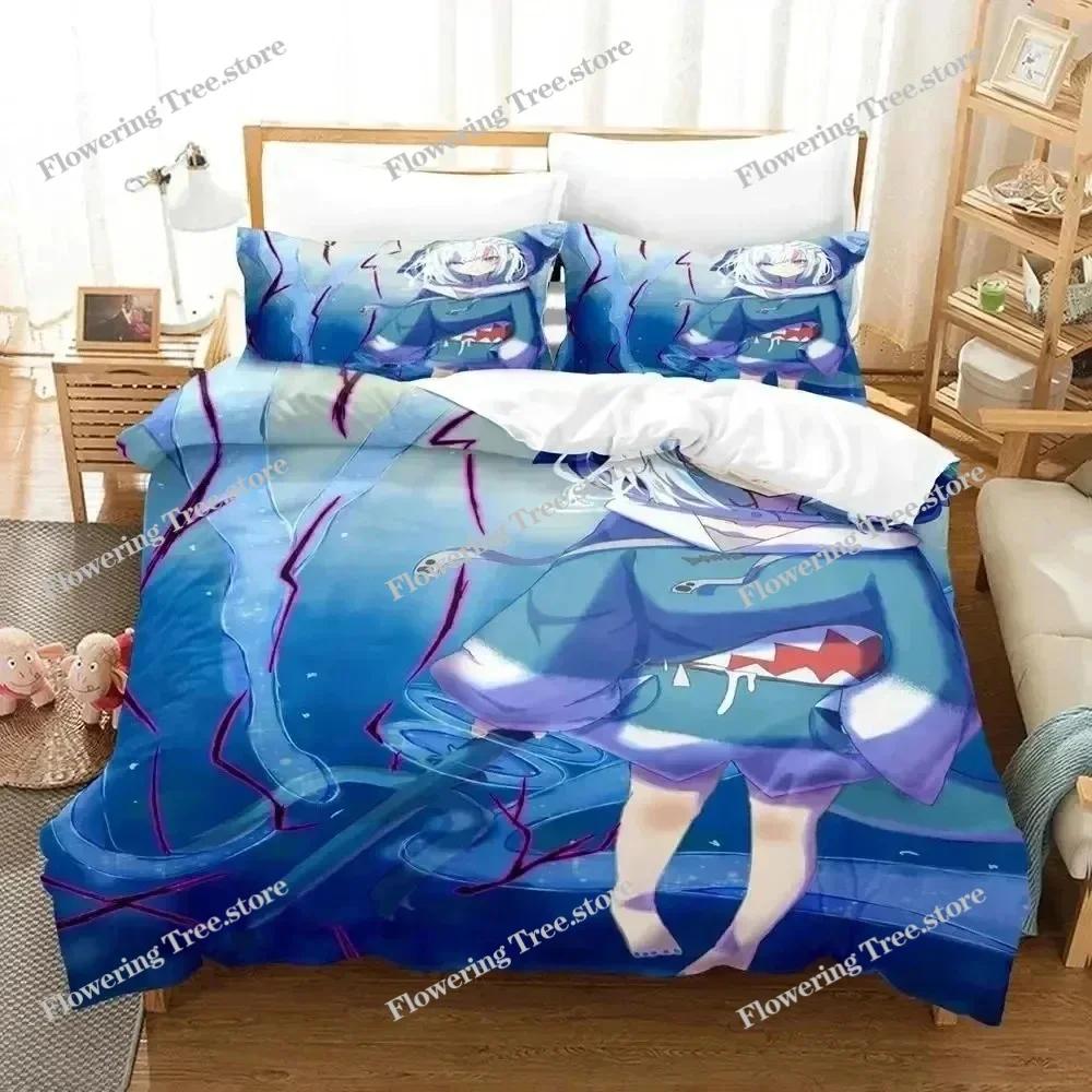 G-Gawr Gura Reflect Fanart holoMyth Bedding Set Duvet Cover Bed Set Quilt Pillowcase Comforter king Queen Size Boys Adult 025