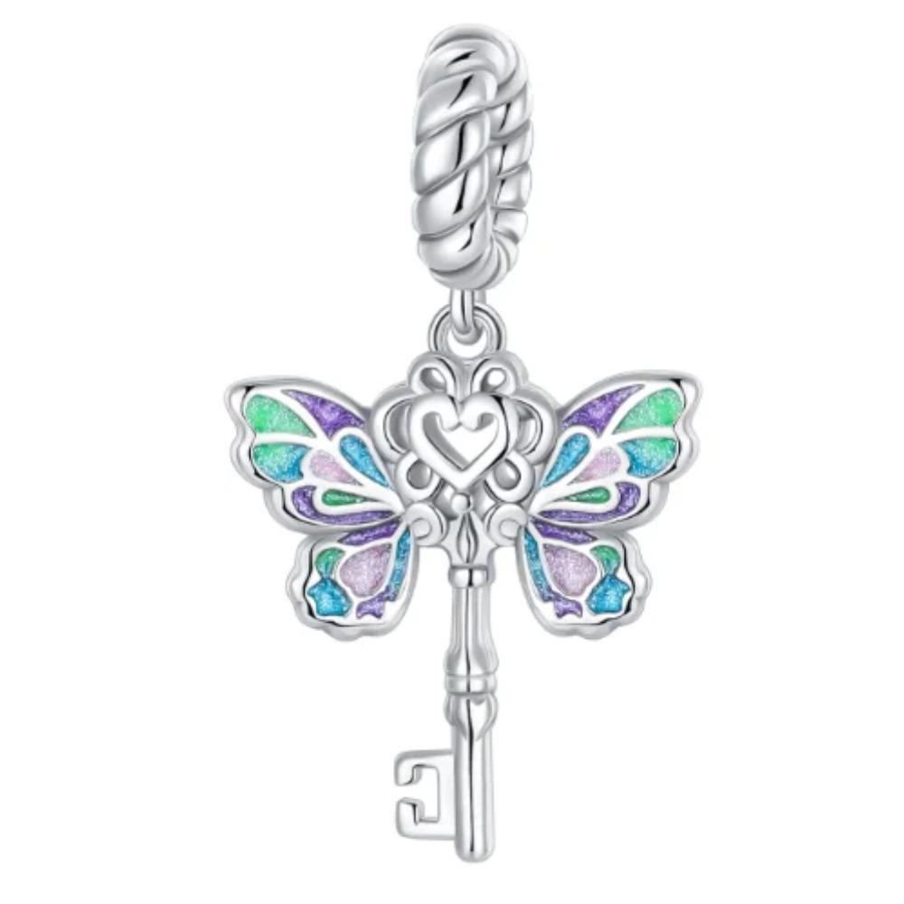 Charms Lucchetto Chiave in Argento 925 Ciondoli a Forma di Cuore per Bracciale Gioielli Fai da Te Regalo