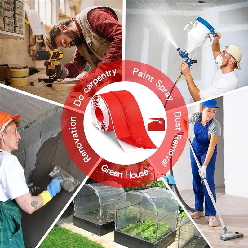 

12 Rolls Strong Self-Adhesive Zipper Doors For Dust Barriers - Size 7Ft X 3Inch, For Tarps And Construction Sites