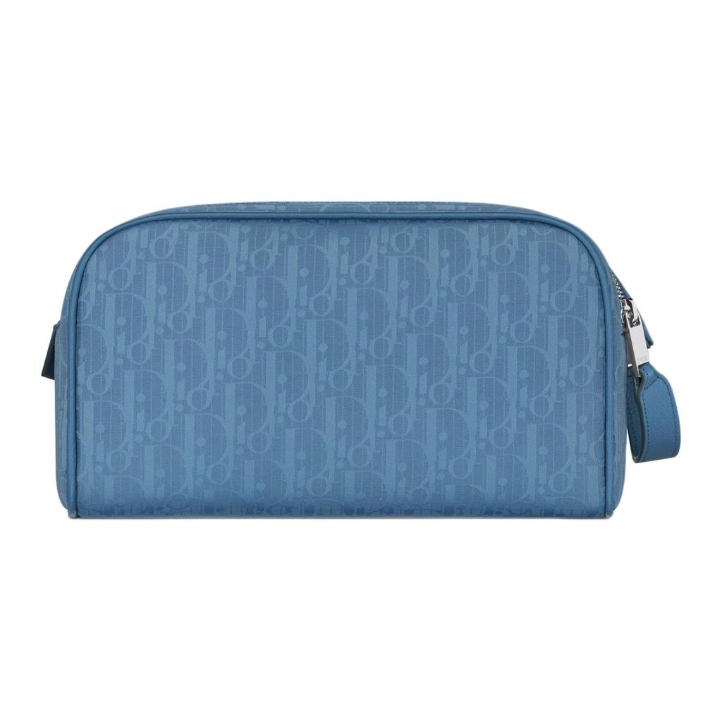 Dior Embossed Logo Zippered Recycled Nylon Toiletry Bag Men toiletry bag Blue 2ESCA494POS-H407