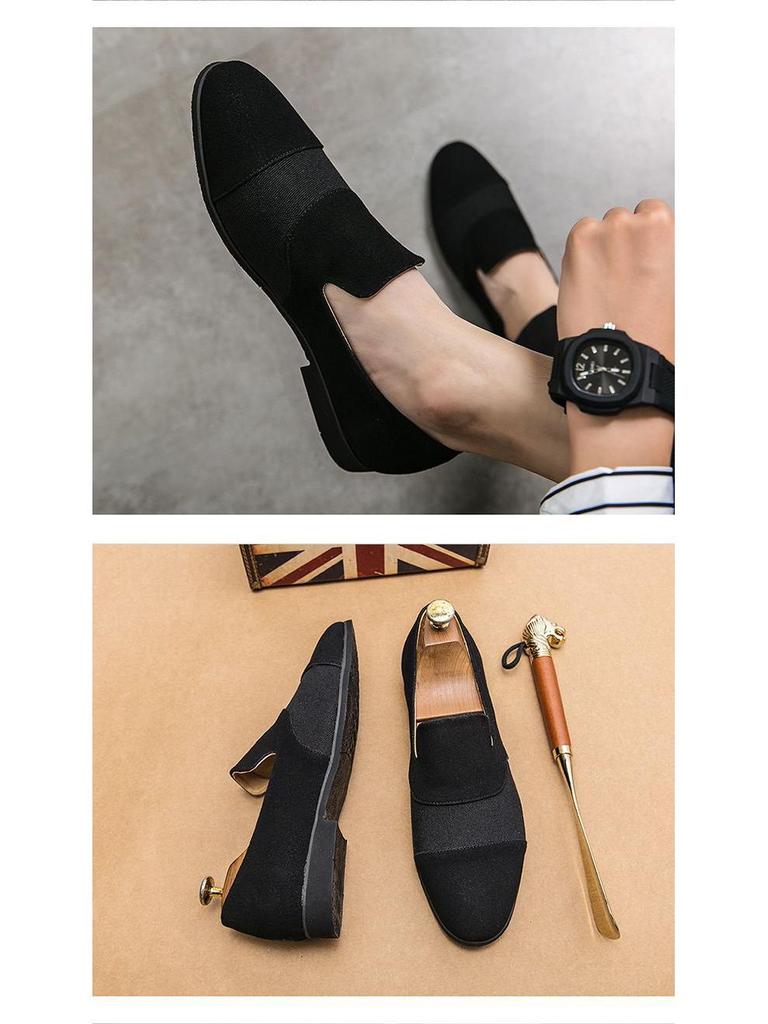 Men's Formal Leather Slip-On Loafers for Business, Mesh Nightclub, Hairstylists, and Driving.