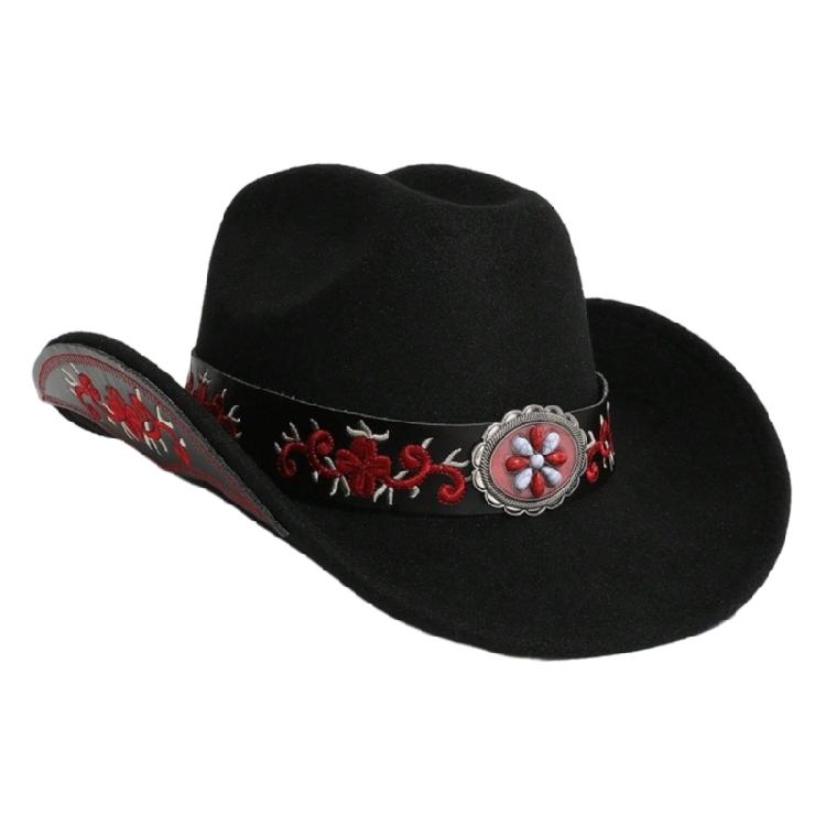 

Vintage Bowler Hat for Men Women Party Wool Hat with Belt Cosplay Costume Cowboy Hat Hippies Caps Vacation Beach Hat чорний