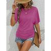 2026 Women's Casual Fashion Solid Color Pleated Round Neck Short Sleeve Slim Fit Summer T-Shirt Top