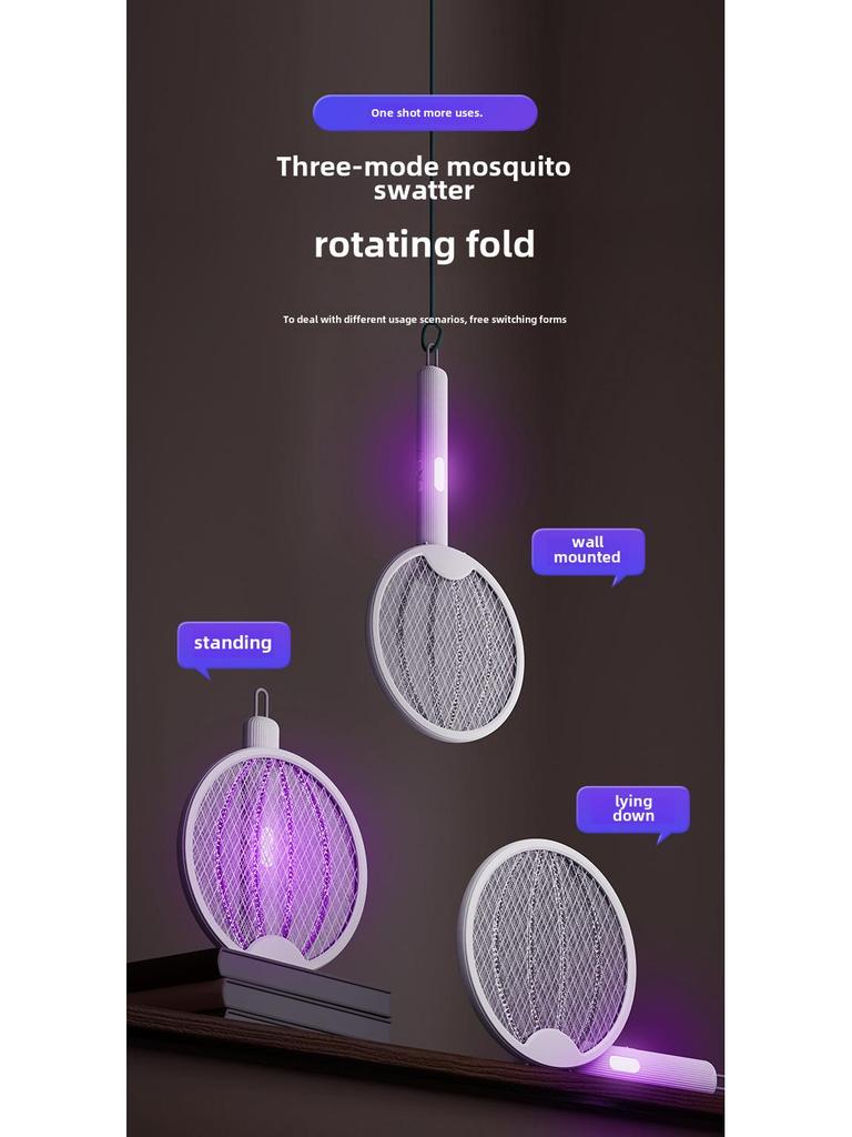 2023 4-in-1 Foldable Electric Mosquito Swatter & Trap with Rechargeable Light