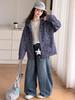 Korean Girls' Star Print Hooded Jacket - Spring/Autumn, Medium-Large, Loose Fit, Zipper Cardigan, Trendy Sweatshirt