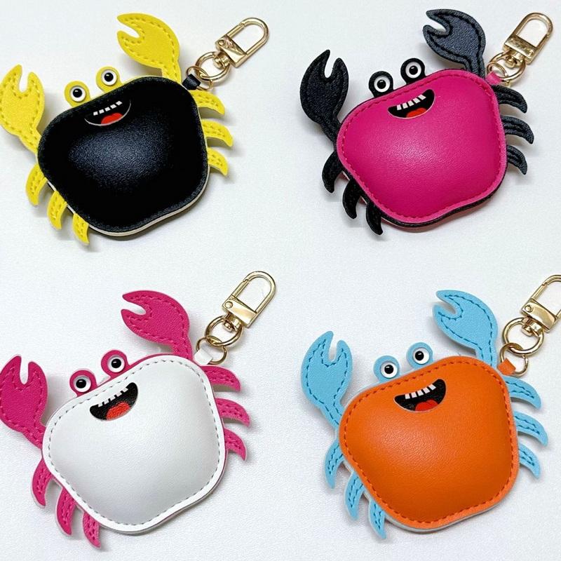 1 Pcs Simple And Fashionable Leather Crab Car Keychain Bag Creative Headphone Bag Pendant Accessories