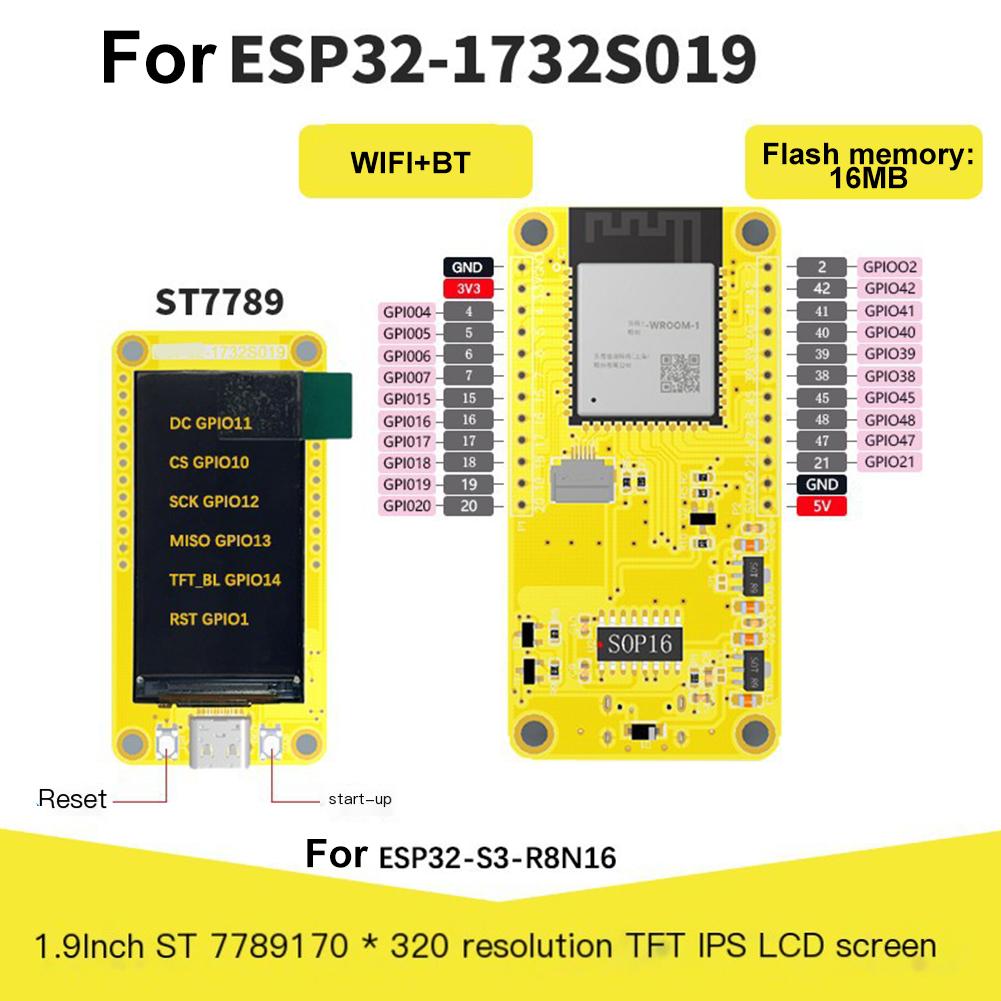 

Для ESP32-S3 с 1,9-дюймовым ЖК-дисплеем LVGL Development Display Wifi Bluetooth Board 5.0 B0B4