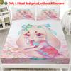 3pcs Fitted Sheet Set Soft Fluff Town Lulu-Sleepy Bunny Breathable Full Set Bedsheets for Home Decor with 2 Pillowcases For Kids