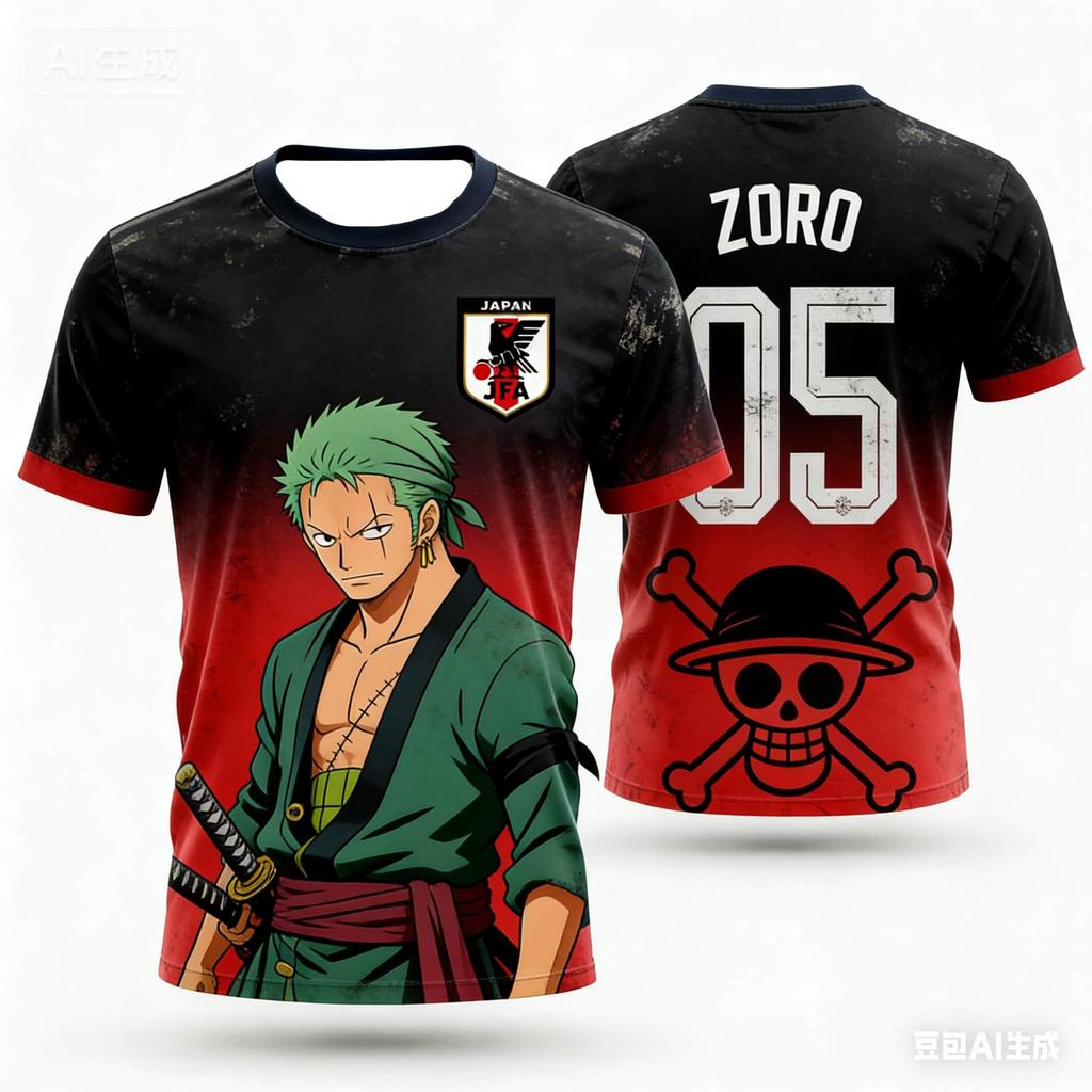 2026 Japan One Piece Luffy Football Jersey T-shirt Kids Football Special Jersey Kit Adult Men's Quick-Drying Sweatshirt