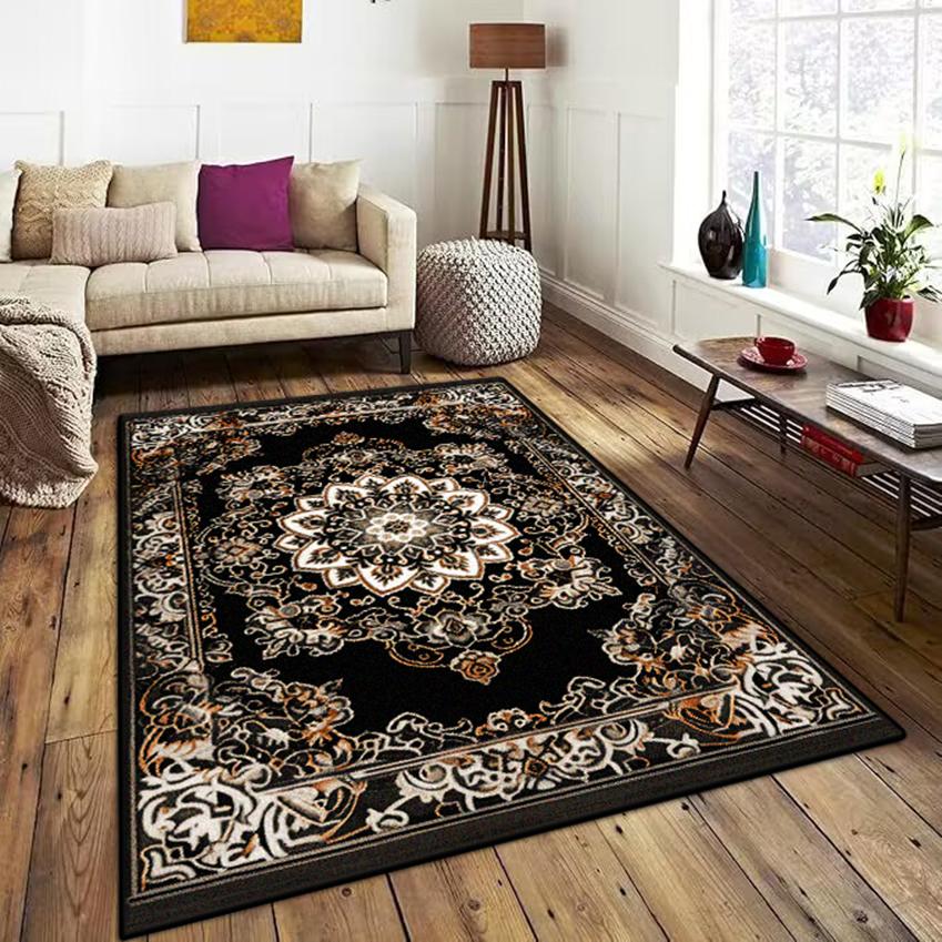 

Retro Bohemian Persian Deluxe Carpet for Living Room Comfortable Soft Non-slip Bedroom Rugs Classical Entrance Door Mat Washable 60x90cm