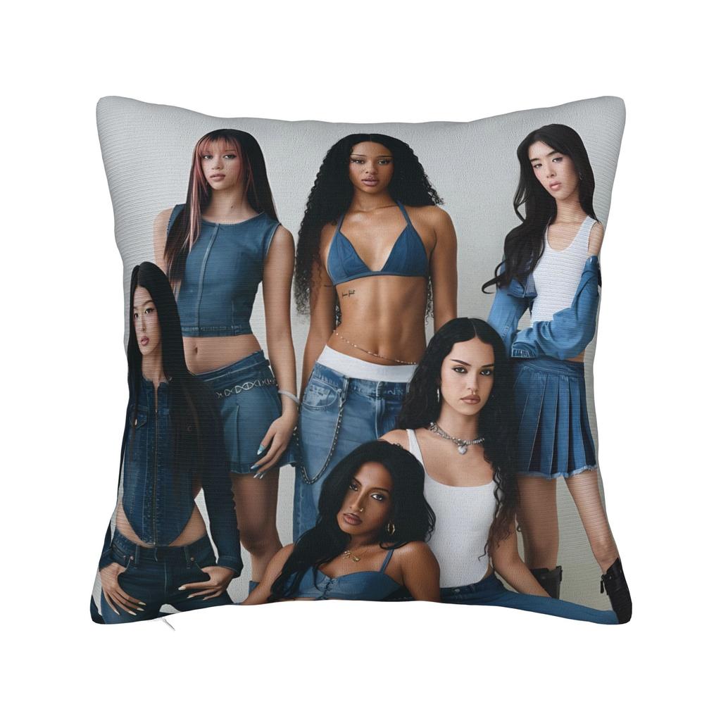 Katseye Kpop Music Girls Pillow Cover  Funny Pillow Case For Sofa Home Decoration Custom Cushion Cover Gift