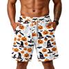 Men's Loose Fit Layer Shorts with Pockets Halloween Themed Print Drawstring Waist Comfortable Casual Shorts