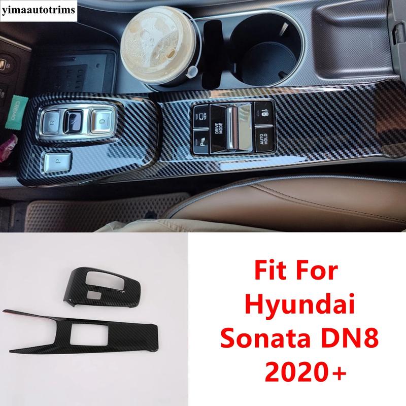 Carbon Fiber Central Console Gear Shift Panel Frame Decoration Cover Trim Accessory Interior For Hyundai Sonata DN8 -