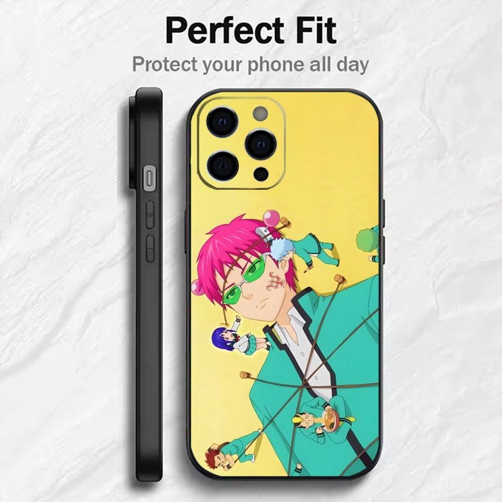 

K-Кусуо S-Сайки Из Аниме Катастрофический Чехол Для Телефона Для iPhone17,16,15,14,13,12 Plus,Max Мягкий Силиконовый Черный Чехол iPhone14