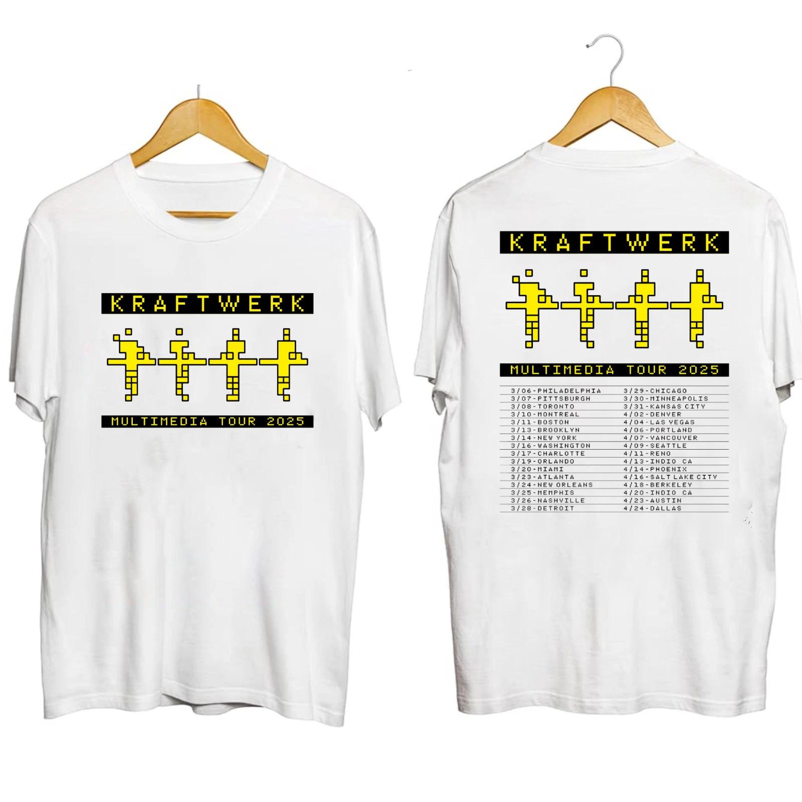 2 Sides Kraftwerk Band Multimedia Tour 2025 Cotton White T Shirt S-5XL BT956 L