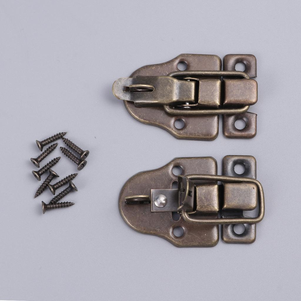 2pcs Alloy Latch For Gift Box Locking Clasp Wooden Jewelry Cabinet Chest Decorative Hook Lock Small Box Packing Buckle