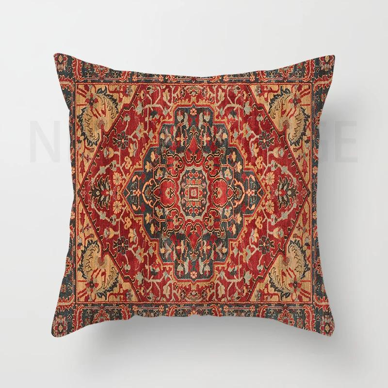 Red Moroccan Ethnic Style Short Plush Pillowcase Sofa Cushion Cover Home Decoration Can Be Customized for You 40x40 50x50 60x60