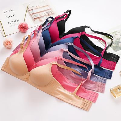 Women's Bra Without Steel Ring Solid Color Three-Breasted Thin Cup Underwear
