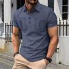 Men's Minimalist New Style Long Placket Button-Down Collar Double-Pocket Solid Colour Short-Sleeved Casual Polo Shirt