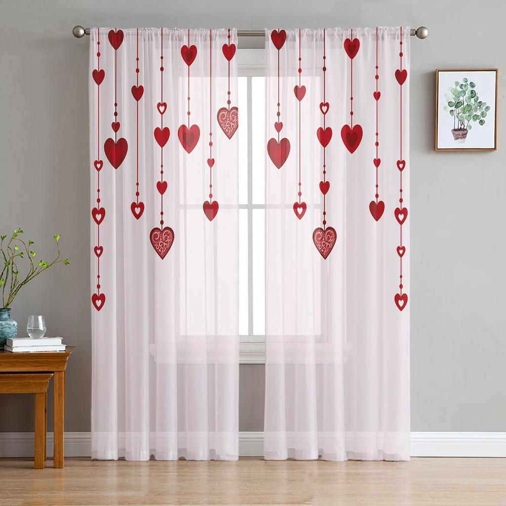 Love Pink Rose Butterfly Sheer Curtains for Bedroom Living Room Voile Window Curtains Tulle Curtains for Kids Room