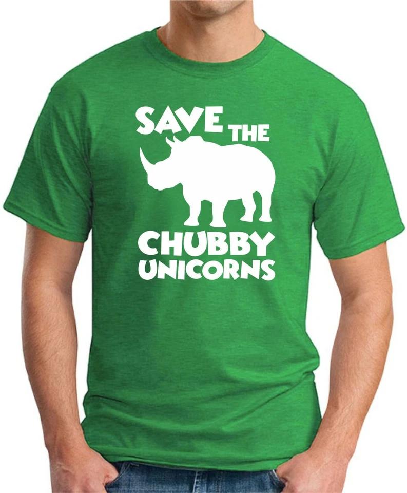 SAVE THE CHUBBY UNICORNS T-SHIRT Funny Slogan Novelty Mens Geeky Gift Geek 2 M