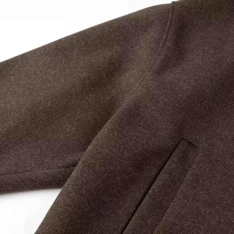 2024 Autumn/Winter Women's Solid Color Casual Wool Coat