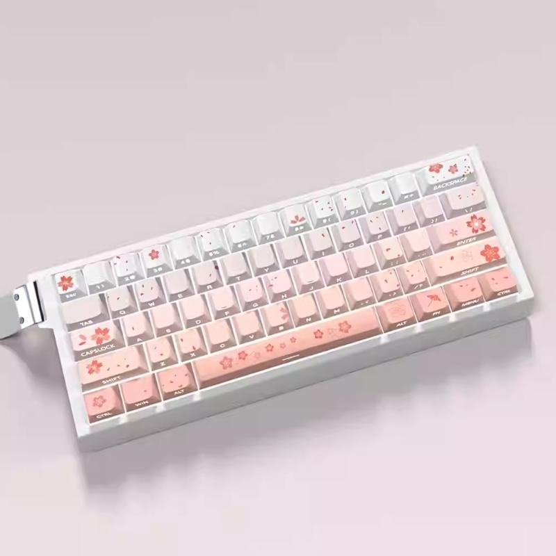 74Key Side Print Translucents Keycaps Sakuras Original Profile Sublimations Backlit Keycap for 60 Mechanical Keyboards