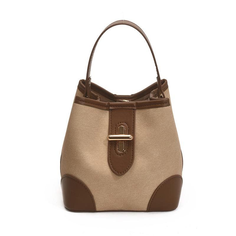 Large-capacity Contrasting Color Bucket Small Bag Women's 2025 New Fashion Hand-held Versatile Messenger Bag, Premium Texture Shoulder Bag