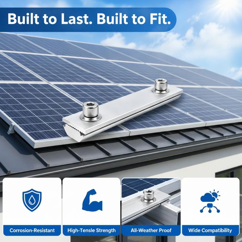 Solar Rail Profile Connectors High Strength Aluminium Photovoltaic Bracket for Home Balcony Solar Panel Setup