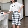 FGHJ New Spring Summer Plaid Wide Leg Shorts for Women 2021 Casual Chic High Waist Loose High Street Style Female Suits Shorts New