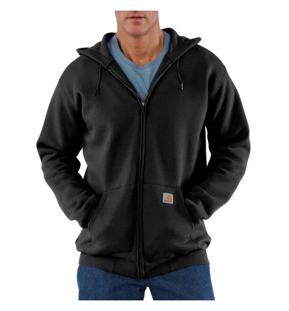 Мужская толстовка Carhartt Midweight с капюшоном, на молнии, цвет US Black, K122, размер Medium, цвет чёрный