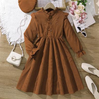 Vestido Largo de Manga Larga Retro para Niñas Europeas, 6-12 Años, Colección Otoño/Invierno
