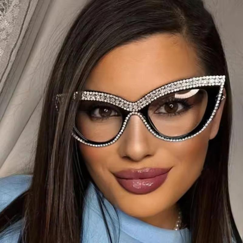 Non-polarized Handmade Diamond Sunglasses Women Cat Eye Ultralight Fashion Trend Sun Glasses