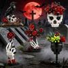 MOC Bouquet de Rosas Caveira Tijolos Corvo Caveira Flores Góticas Decorar Blocos de Construção Modelo Cruz Gótica Montagem Brinquedos Crianças DIY Presente
