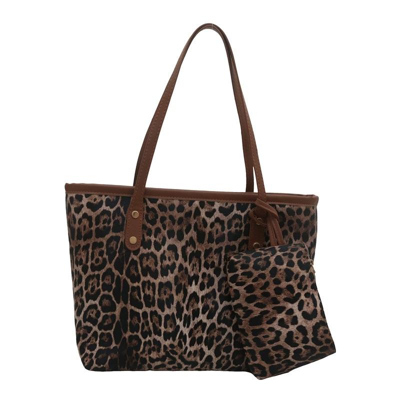

Leopard Soft Shoulder Bag, Retro Animal Print Large Capacity Handbag with Purse, Fashi Casual Style Designer Shopping Tote Bag