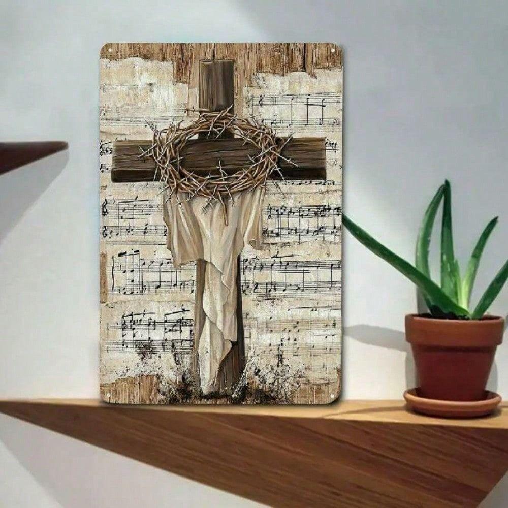 Metall Wandkunst Religiöses Kreuz Dekor für Wohnzimmer Bauernhaus