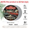 2D Flat, 1pc Vintage Aluminum Round Wall Plaque - Retro Garage Metal Sign with Classic Cars & Tools Design, Americana Decor for Bars, Cafes