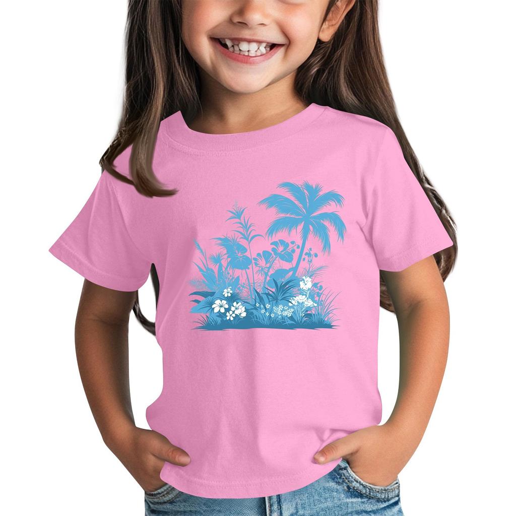 Kindermode Täglich Bedrucktes Rundhals Kurzarm Lässiges T-Shirt Top