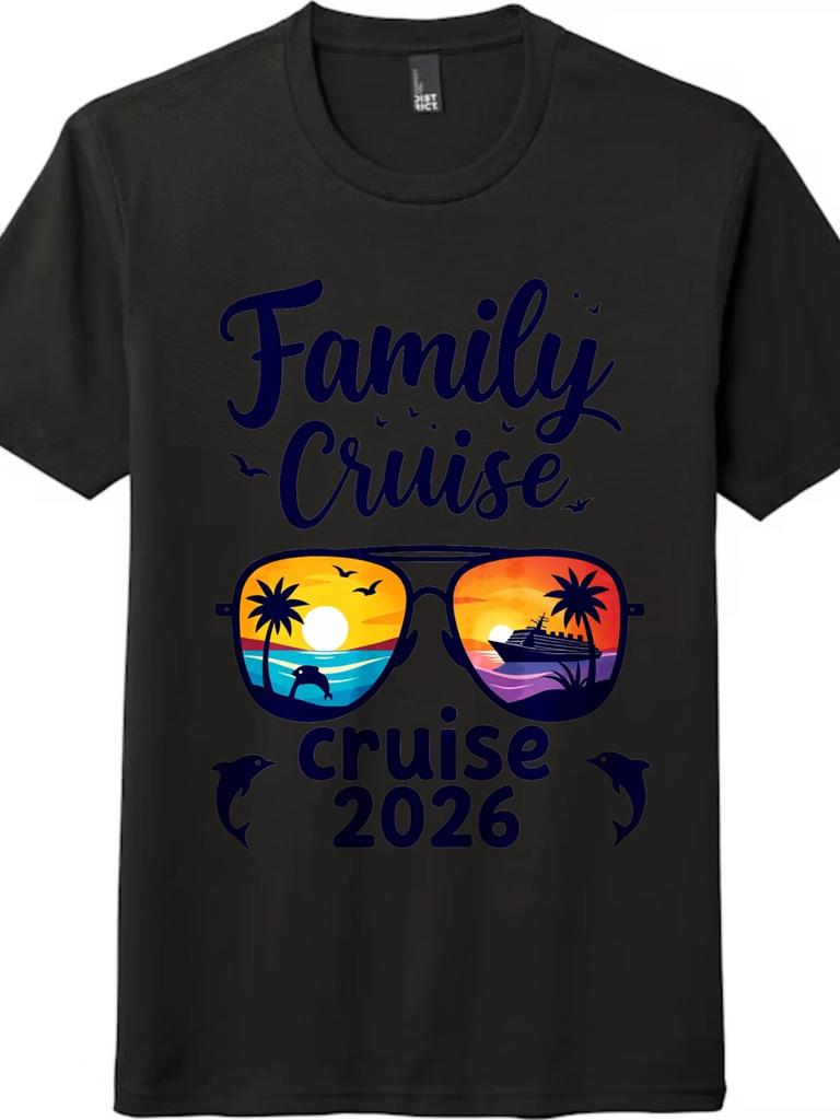 Unisex Cruise Trip 2026 Sunglasses Graphic Tee-Family Vacation Keepsake Shirt