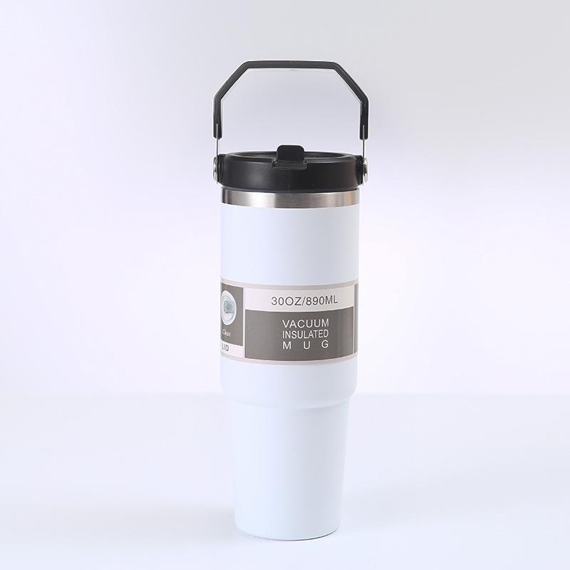 900ml Portable Car Cup Stainless Steel Thermos Cup with Straw Travel Sports Water Bottle With Handle Cover Coffee Vacuum Flask