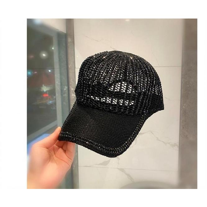 Summer Hat Hand-Pressed Diamond Knitted Hollow Duck Hat Korean Version Of All Fashion Rhinestone Shade Baseball Cap