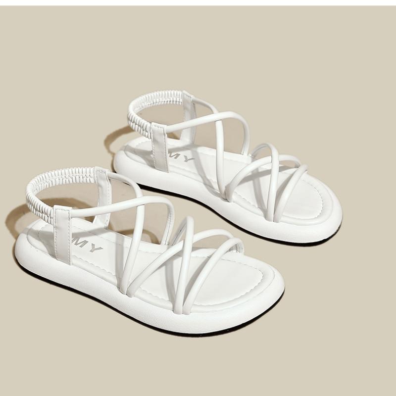 Fashionable Thick Sole Sandals Women 2024 New Summer Soft Sole Elevated Casual Simple Beach Flat Roman Sandals Sandalias Mujer