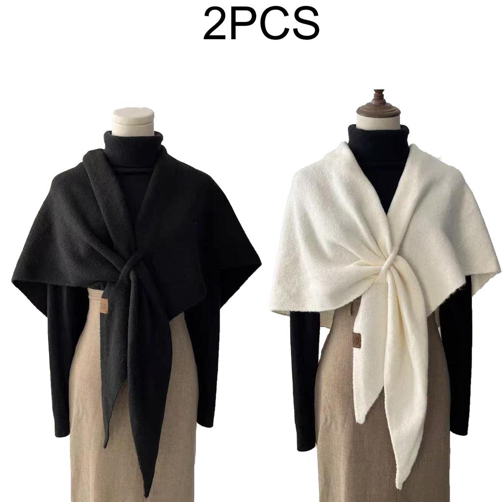 Damen Schwarzer Dreiecksschal aus Wollmischung: Vielseitig, Warm, Einfarbig für Herbst/Winter