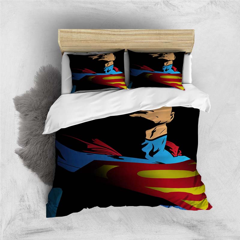 Comfortable 3D Cartoon Superhero Bedding Set, Including Duvet Cover, Pillowcases and Children's Set.