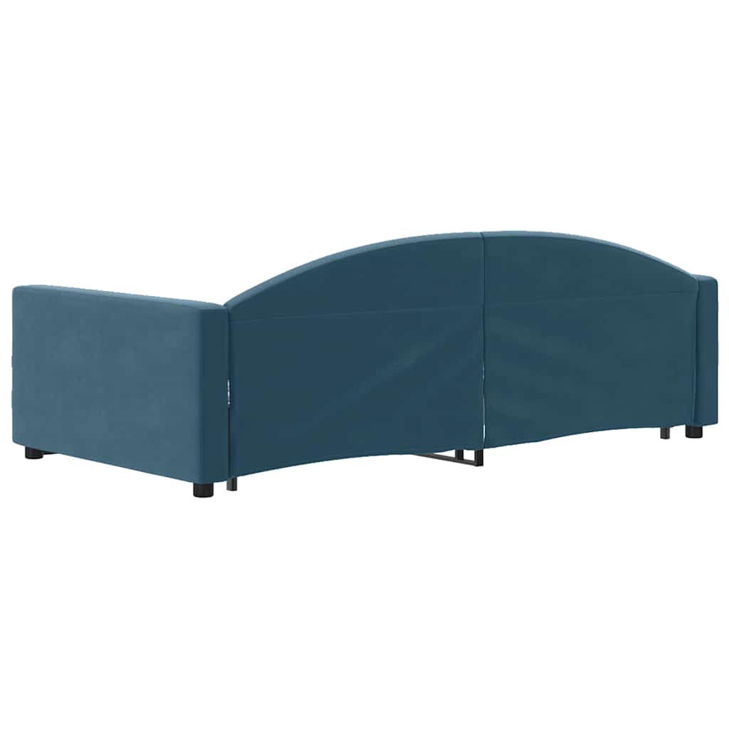 Pull Out Daybed with Drawers Blue 100x200 cm Velvet