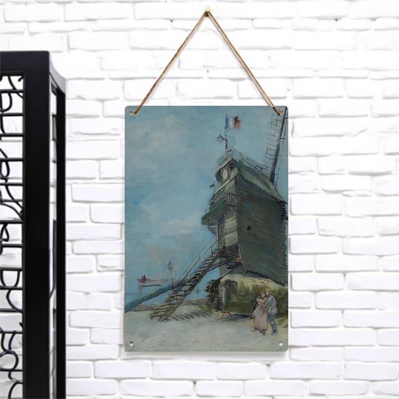 

Vintage Windmill Landscape Iron Painting European Countryside Nostalgic Home Decor Wall Art for Living Room 7.9x11.8In(20x30cm)