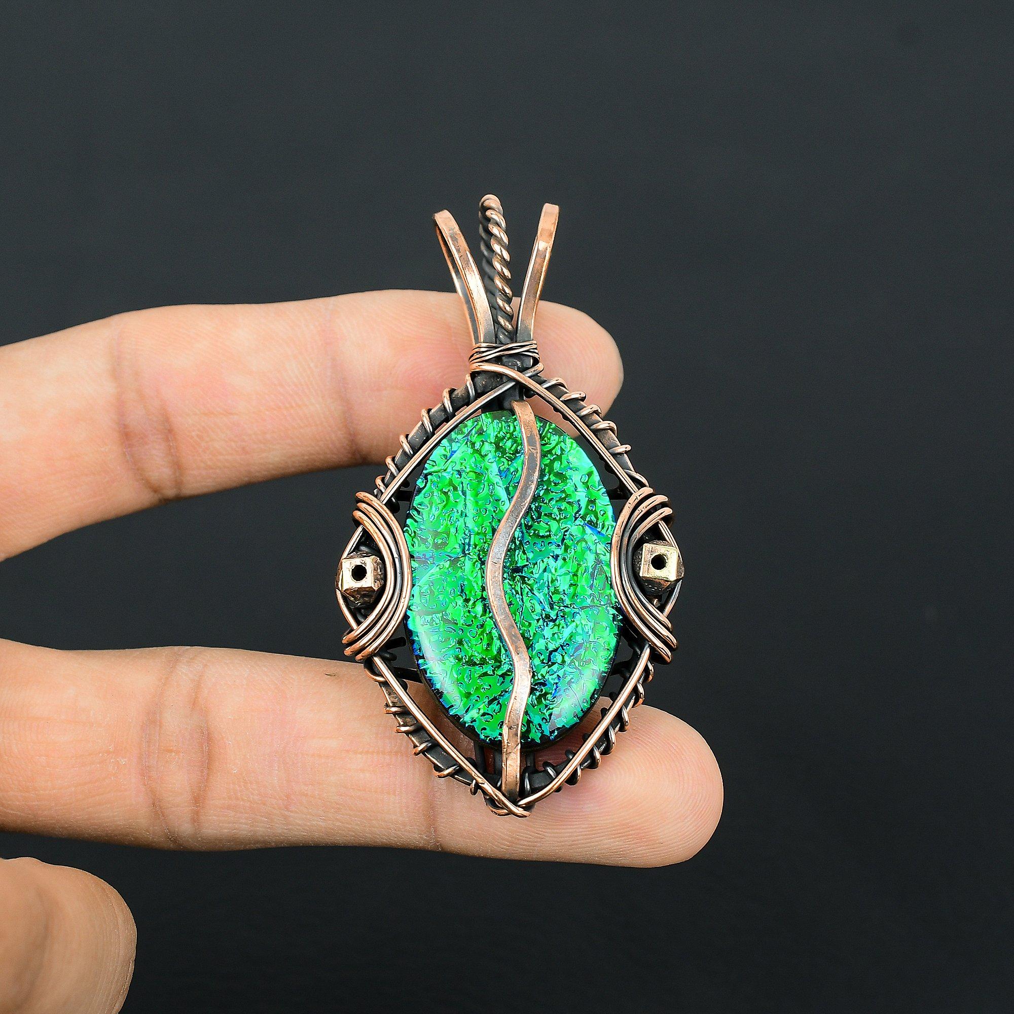 

Australian Triplet Opal Jewelry, 999 Copper Wire Wrapped Pendant Handmade Gemstone Jewelry, Gifts For Wife Brand New Pendant 2.55 Inches