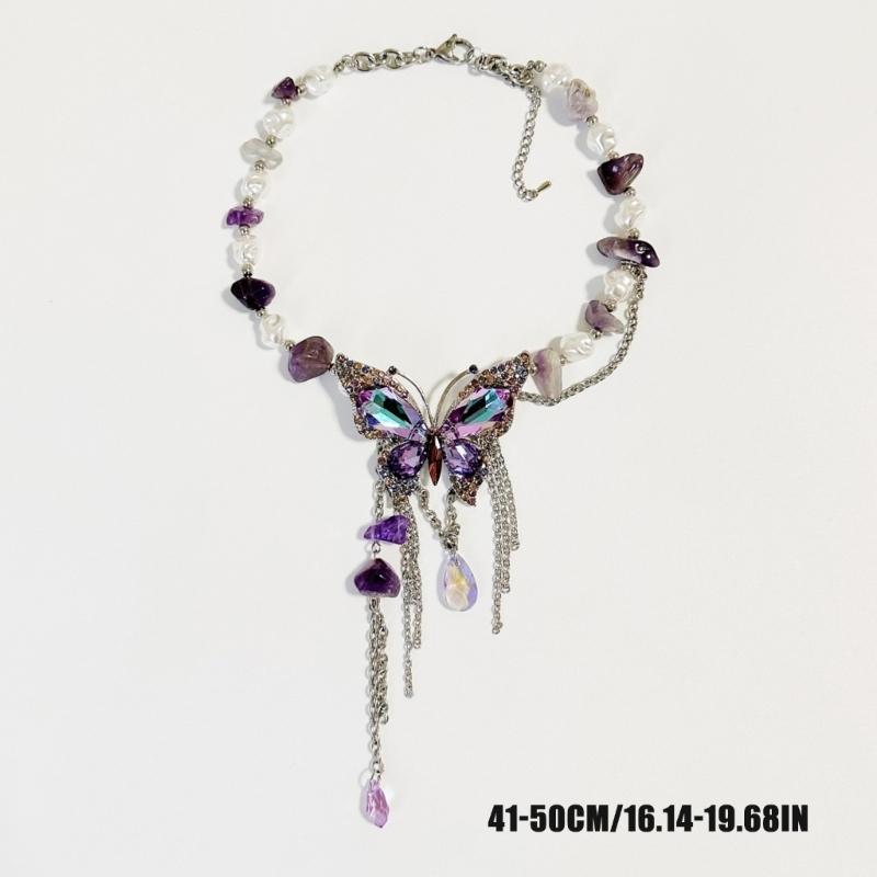 Artistics Butterfly Irregular Bead Necklace Alloy Jewelry For Casual Outfits And Formal Event