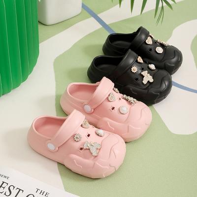 New Children's Slippers Boy Girl Garden Shoes DIY Flower Design Summer Beach Slippers Soft Anti-Slip Comfort Hole Sandals