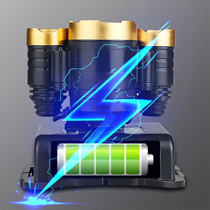 Head Lamp 5 LED Plastic Hight Bright Rechargeable 4 Modes 90 Degrees  Adjustable Head Flashlight Light with Charger